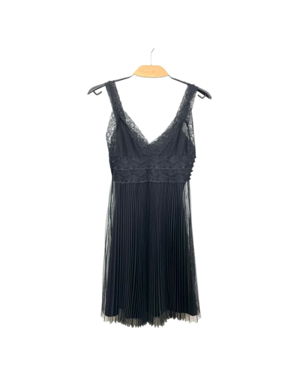 Twenty One Black Sleeveless Lace and Tulle Mesh Micro Pleated Dress Size M - Picture 2 of 6